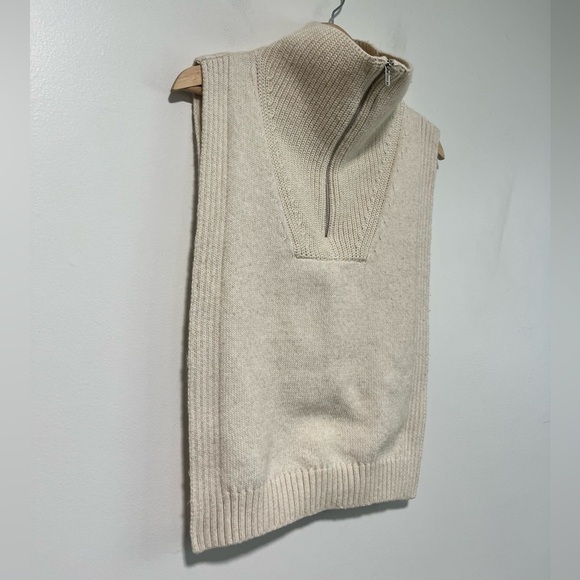 H&M Cream Knit Half-Zip Sweater Vest One Size High Neck Layering Piece - Picture 11 of 14